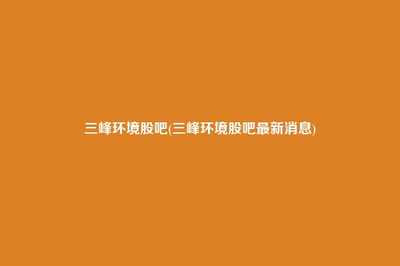 三峰环境股吧动态与重庆信息咨询服务 投资分析与市场展望